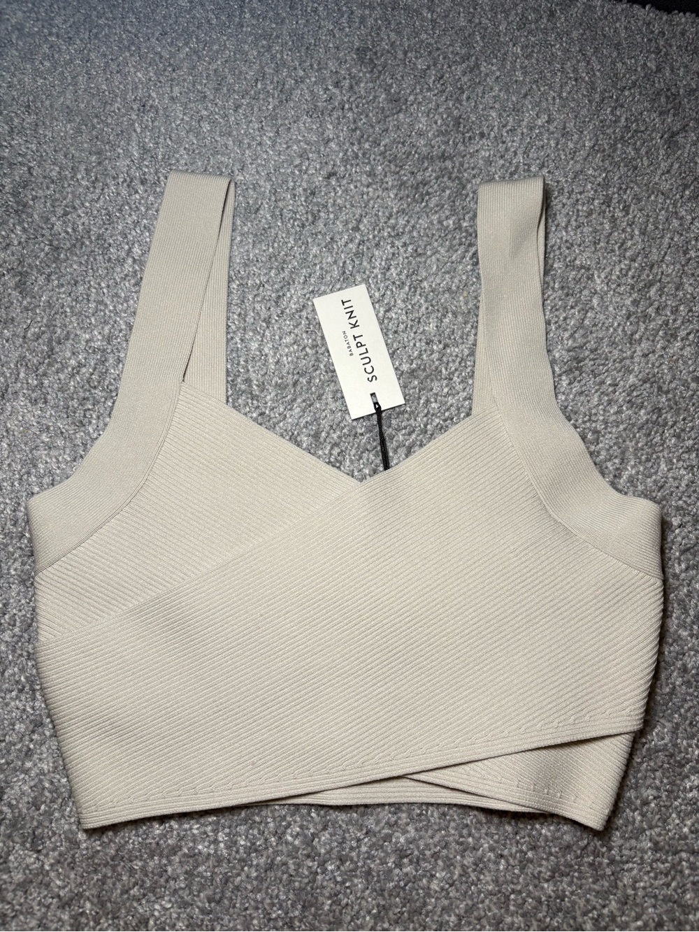 Women's Babaton Cream Ribbed Knit Crop Tank
